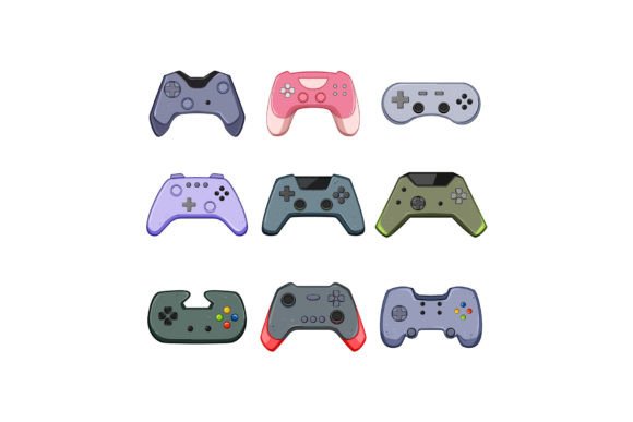 Download Gamepad Set Cartoon Vector Illustration - Gamepad Collection