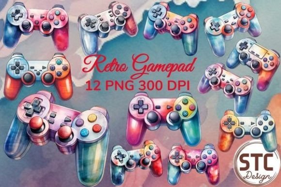 Download Retro Gamepad Watercolor Sublimation - Gamepad Collection