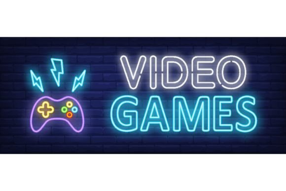Download Video Games Neon Text and Gamepad with L - Gamepad Collection