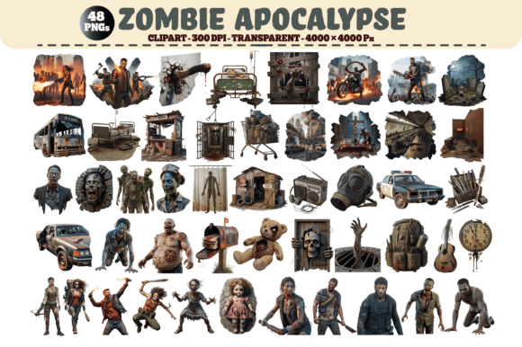 Download Zombie Apocalypse Clipart – 48 PNGs - Zombie Collection