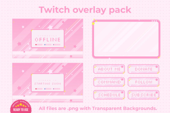 Download Cute Pink Twitch Overlay Stream Package - Overlay Collection