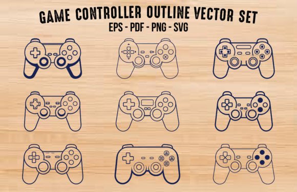 Download Gamepad Console Outline Vector SVG Set - Gamepad Collection