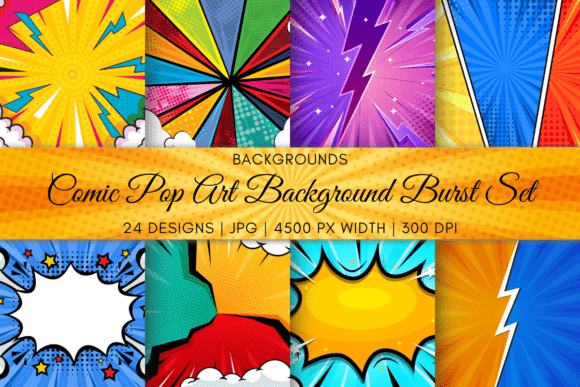 Download Comic Pop Art Background Burst Set - Comic Collection
